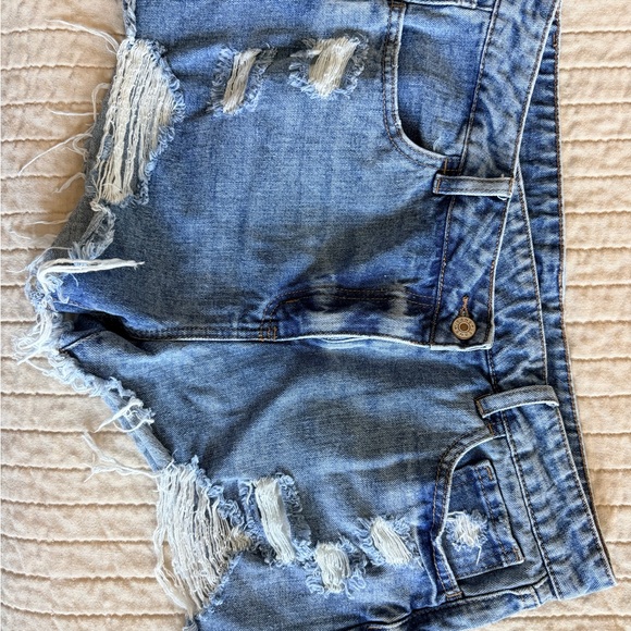 Pants - Distressed Blue Denim Shorts